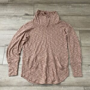 Prana Womens Sweater Brown Mock Neck Pockets XS Oversized Pullover Long Sleeve